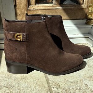 Cole Haan Chocolate Suede Ankle Boots NWOT